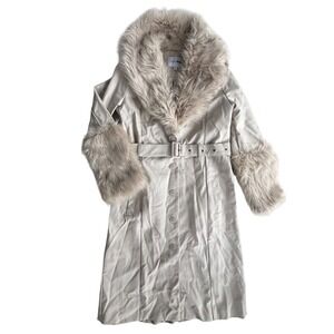 Fashion Nova Small Taupe Faux Leather Fur Trim Belt, Nights In Paris Trench Coat